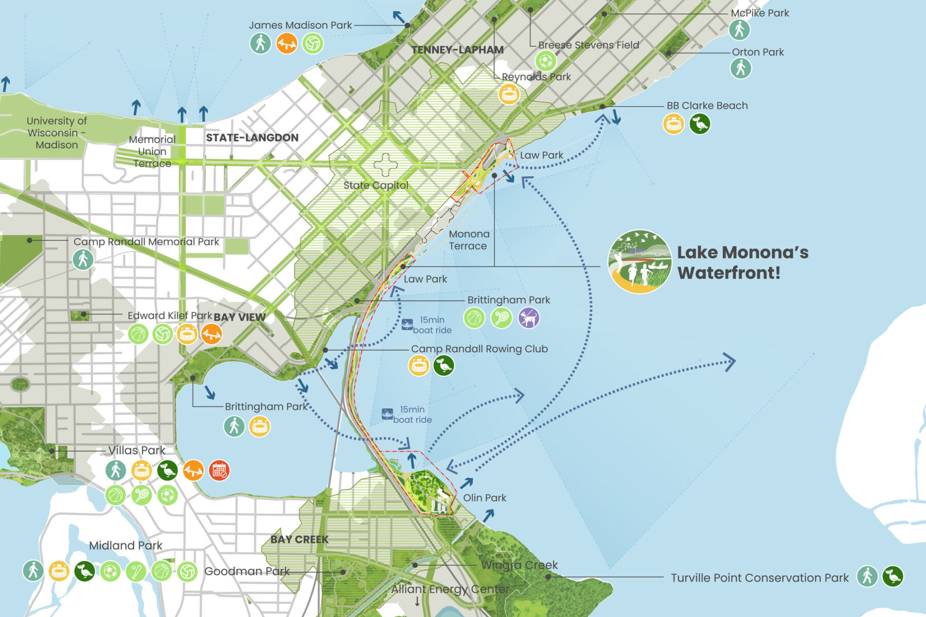 map of site detailing the new regional connections forged by the plan