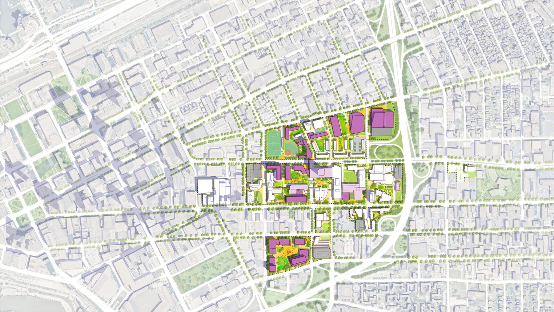 Colored, illustrative site plan