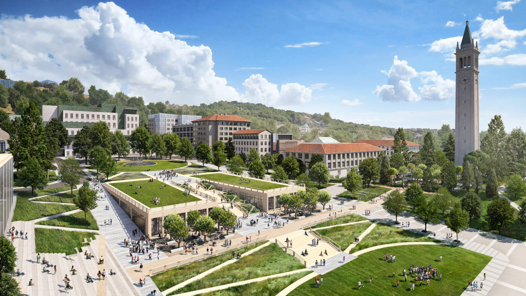 An aerial view of the main campus quad