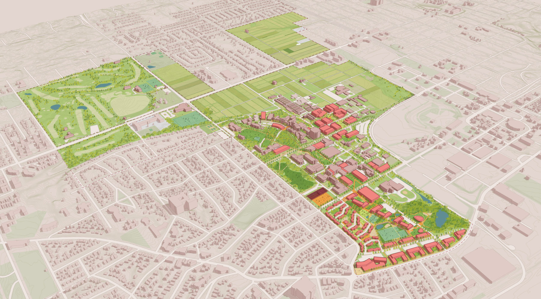 aerial rendering of the saint paul campus map